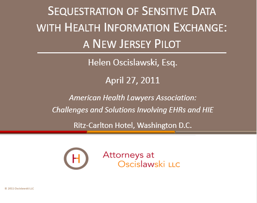 Sequestration of Sensitive Data with HIE: A New Jersey Pilot